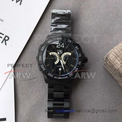 Perfect Replica Tag Heuer Grand Carrera Carlibre S White On Black Face Black Steel Case 43mm Watch